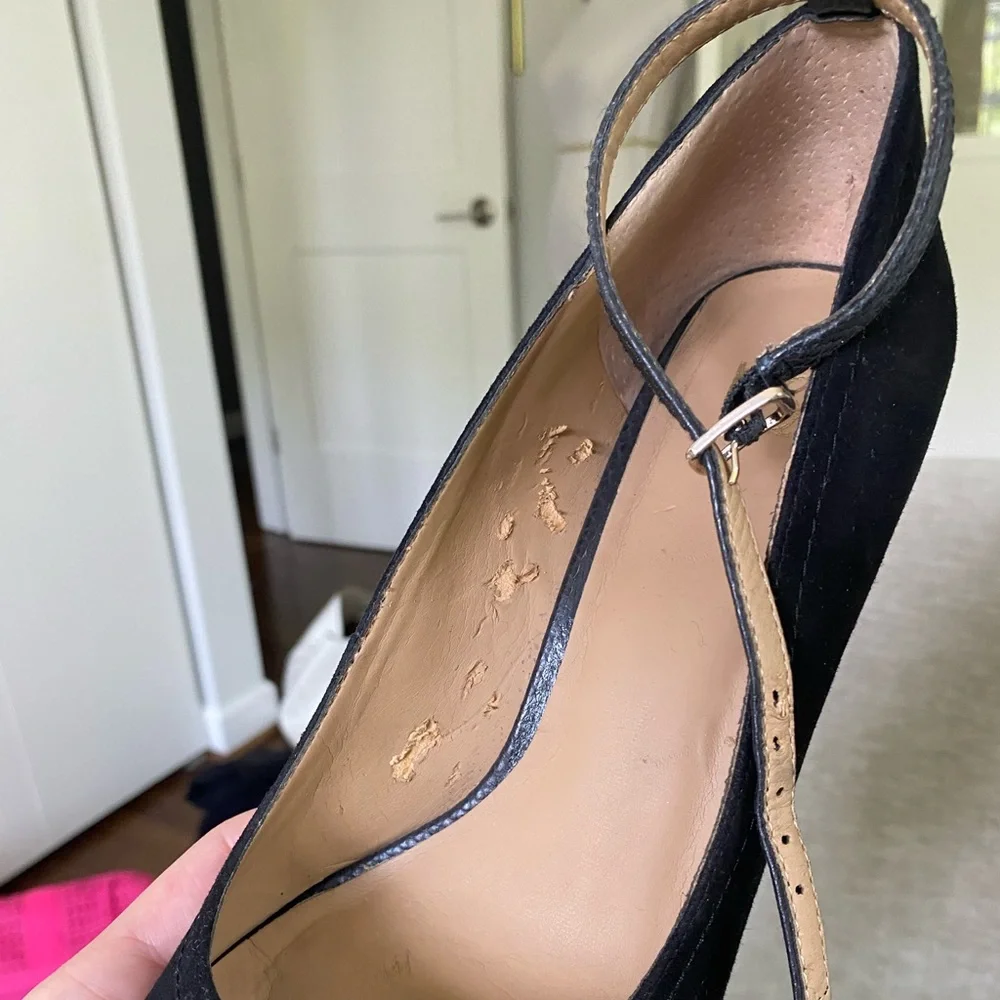 Ann Taylor Black Suede Peep Toe Wedges - Picture 10 of 13